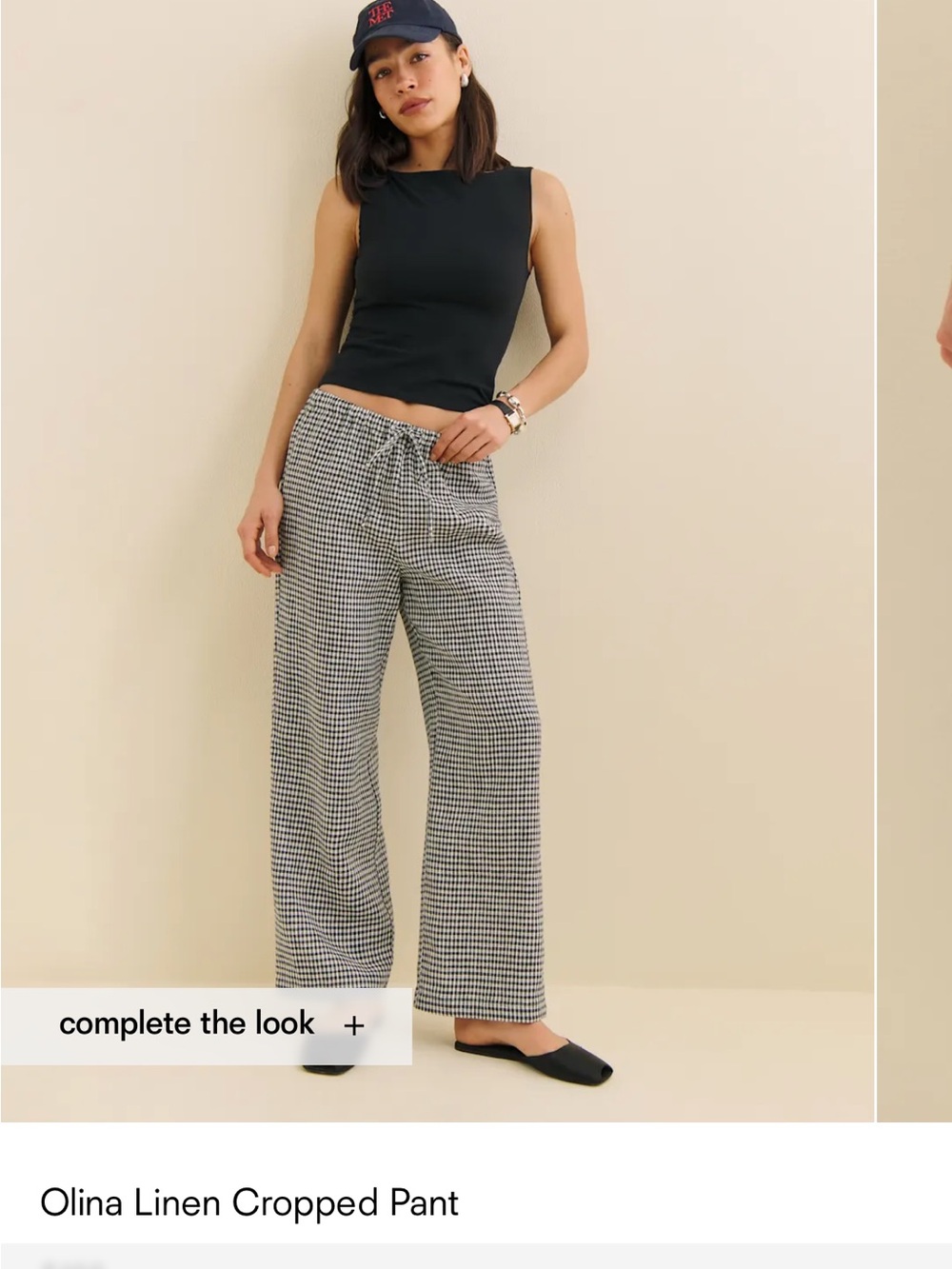 Reformation Olina Wide-Leg Pants in Black & White Houndstooth